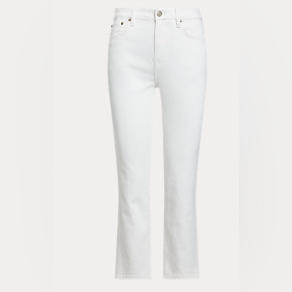 New Lauren Ralph Lauren High-Rise Straight Ankle Pants Cotton Size 10 Slim Fit